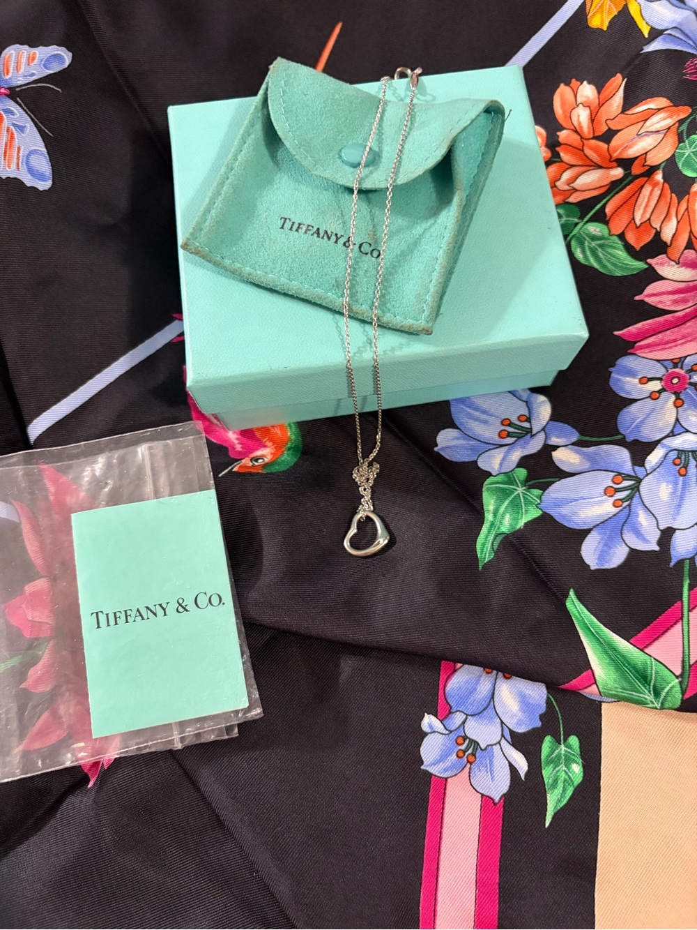 Tiffany & Co. Silver Heart Pendant Necklace with Signature Blue Box